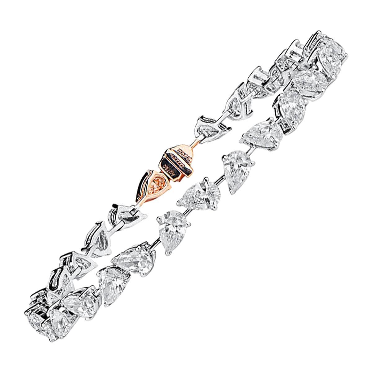 GIA Certified 9.12 Carat Natural White Diamond 18 Karat White Gold Bracelet