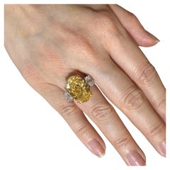 GIA-zertifizierte 9.13 Karat. Ovaler ovaler Fancy Gelber ovaler Diamantring