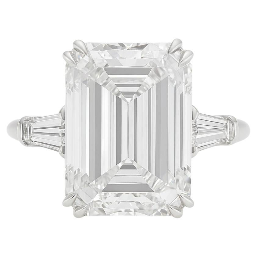 GIA Certified 9.14 Carat E Internally Flawless Emerald Cut Diamond Ring