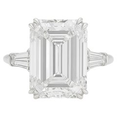 GIA Certified 9.14 Carat E Internally Flawless Emerald Cut Diamond Ring