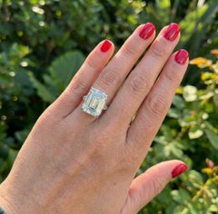 GIA Certified 9.14 carat Emerald Cut diamond E Color Platinum Ring