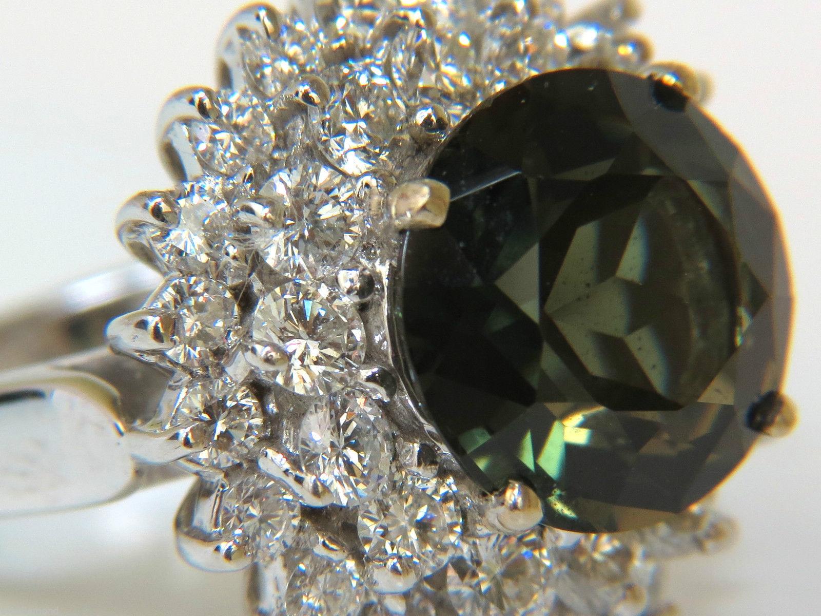 GIA Certified 9.19 Carat Green Kornerupine Diamond Ring In New Condition For Sale In New York, NY