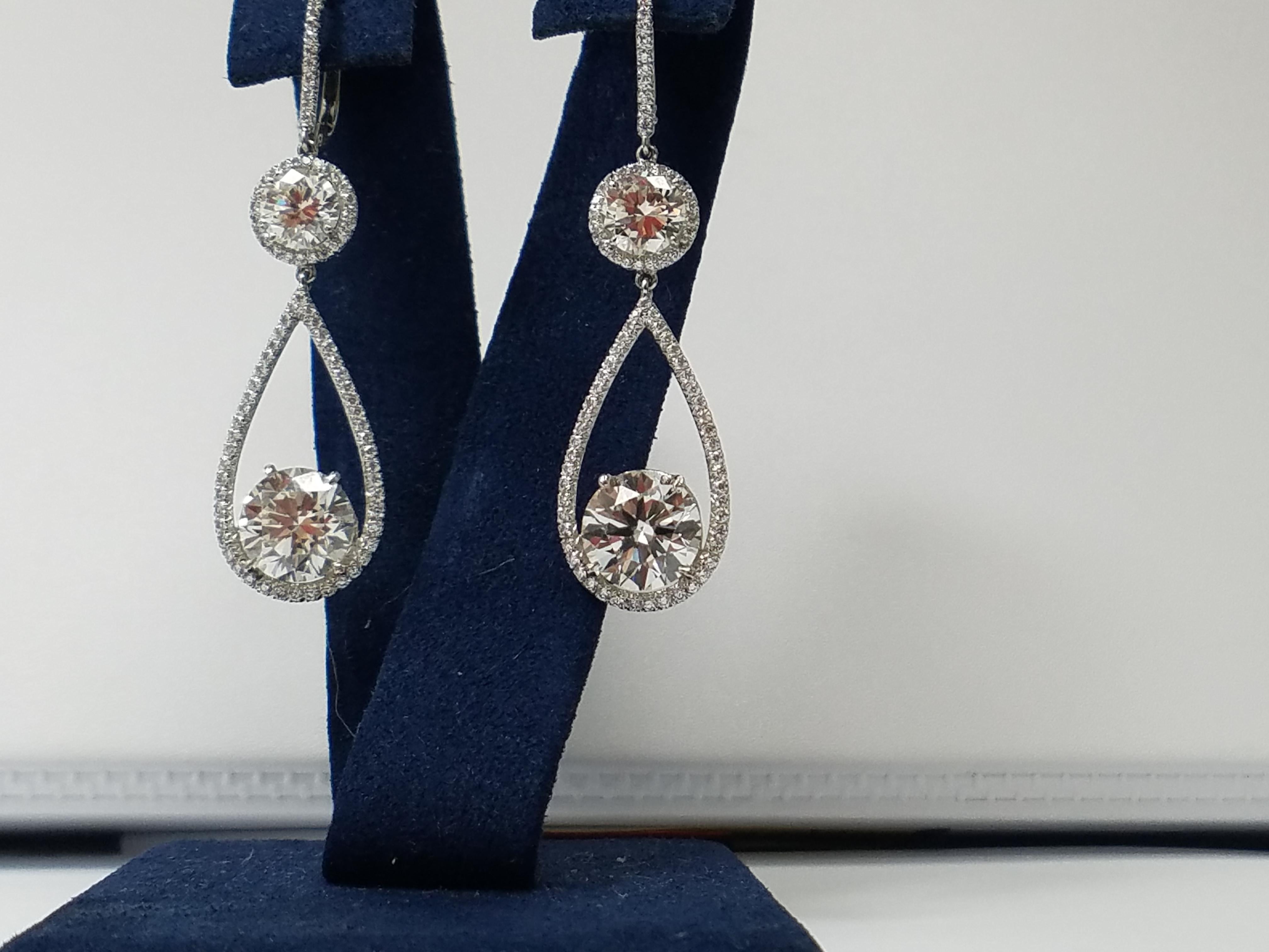Round Cut GIA Certified 9.19 Total Carat Weight Diamond Earrings