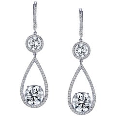 GIA Certified 9.19 Total Carat Weight Diamond Earrings