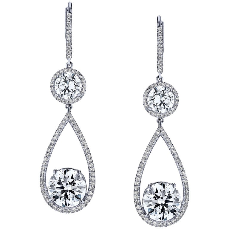 GIA Certified 9.19 Total Carat Weight Diamond Earrings at 1stDibs
