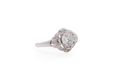 GIA Certified .92 Carat Art Deco Diamond Platinum Engagement Ring