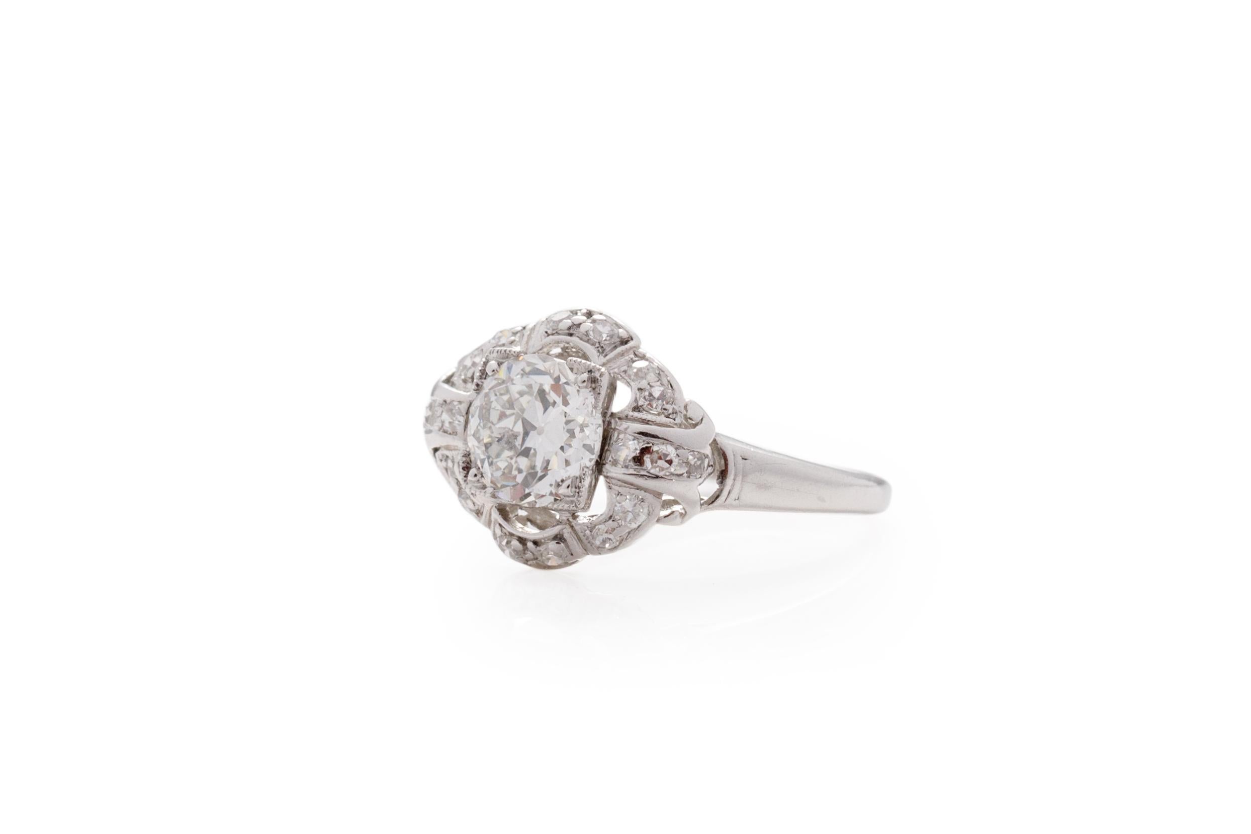 Old European Cut GIA Certified .92 Carat Art Deco Diamond Platinum Engagement Ring For Sale