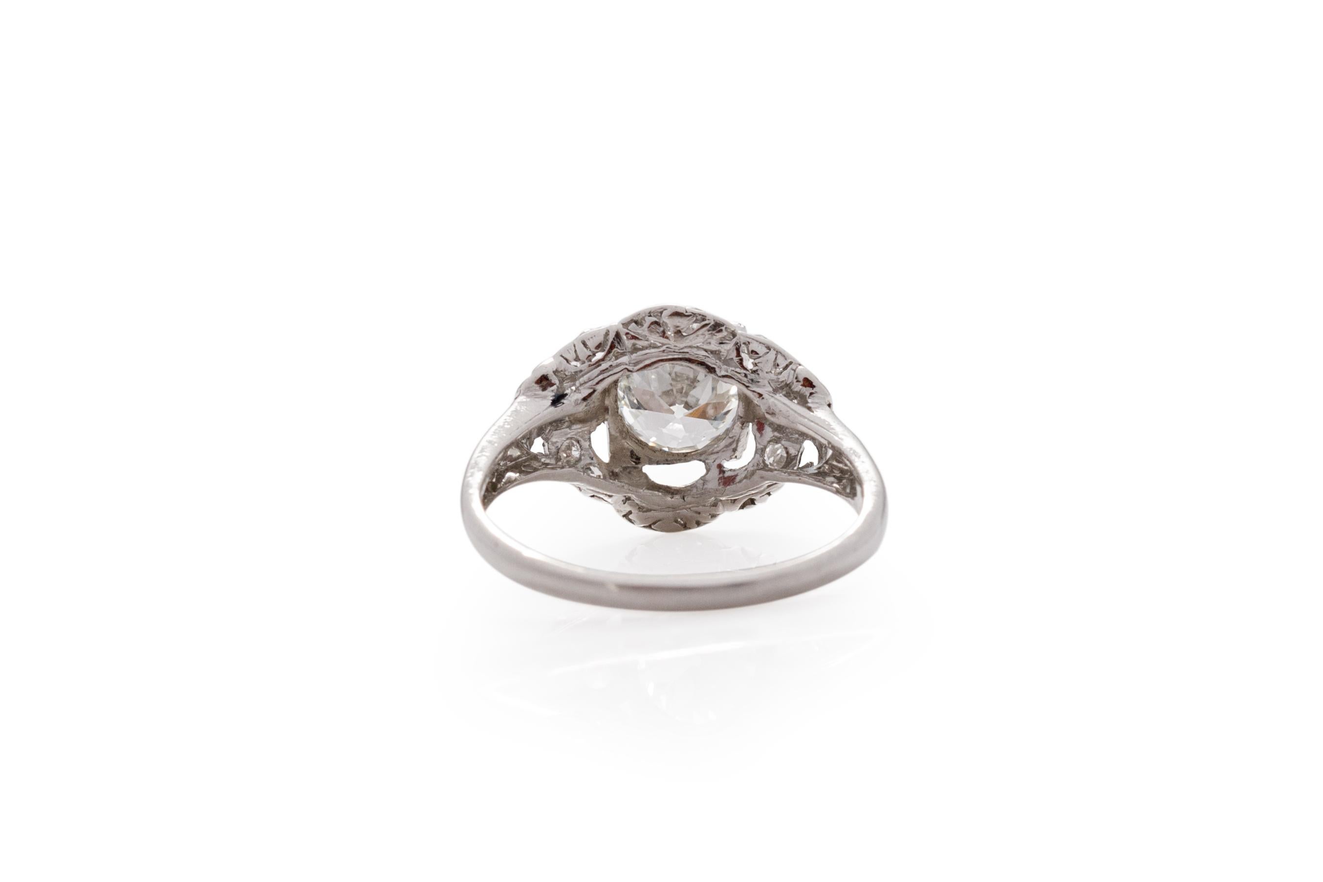 GIA zertifizierter .92 Karat Art Deco Diamant Platin Verlobungsring (Alteuropäischer Schliff) im Angebot