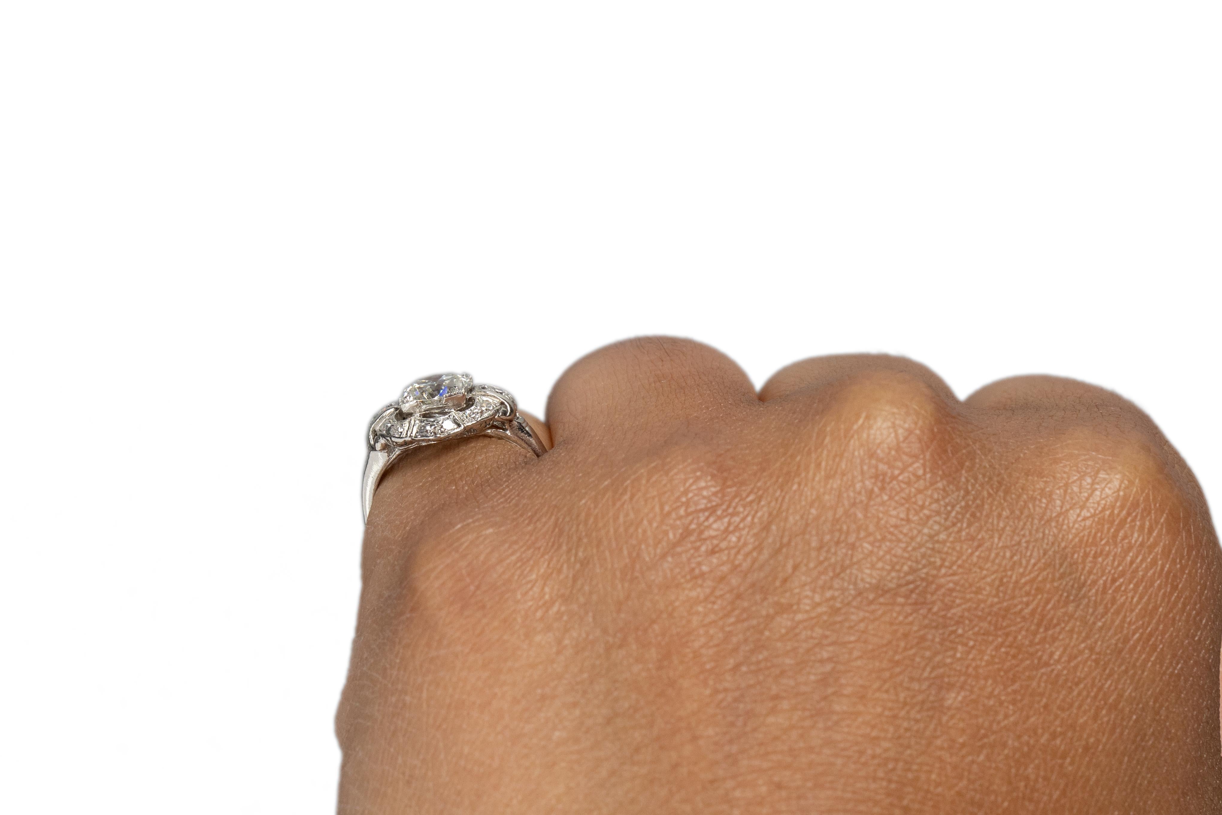 GIA zertifizierter .92 Karat Art Deco Diamant Platin Verlobungsring Damen im Angebot