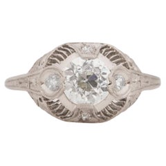 GIA Certified .92 Carat Art Deco Diamond Platinum Engagement Ring