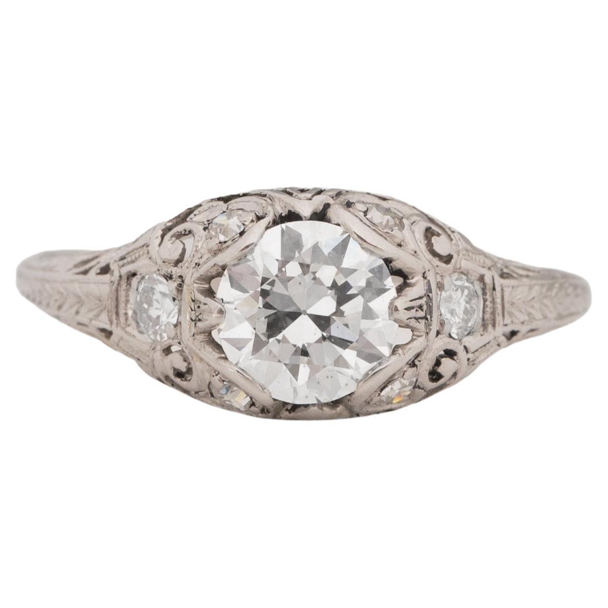 Gia Certified .92 Carat Art Deco Diamond Platinum Engagement Ring