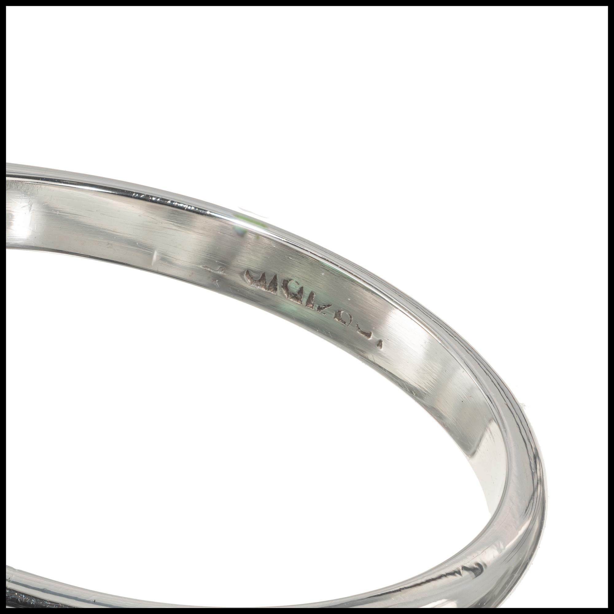 Bague de fiançailles Art déco en platine avec diamant émeraude de 0,92 carat certifié GIA en vente 1