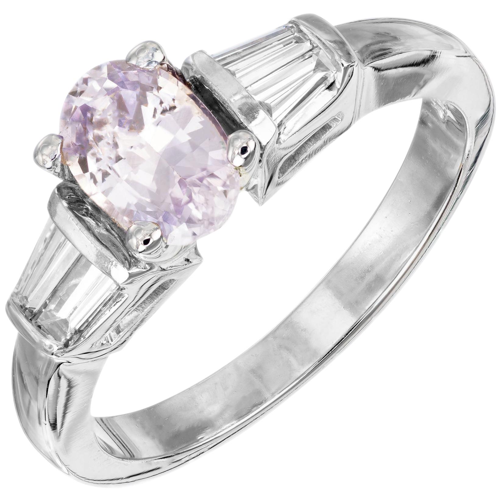 GIA Certified .92 Carat Purple Sapphire Diamond White Gold Engagement Ring