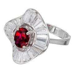 GIA Certified .92 Carat Ruby Diamond White Gold Ballerina Cocktail Ring