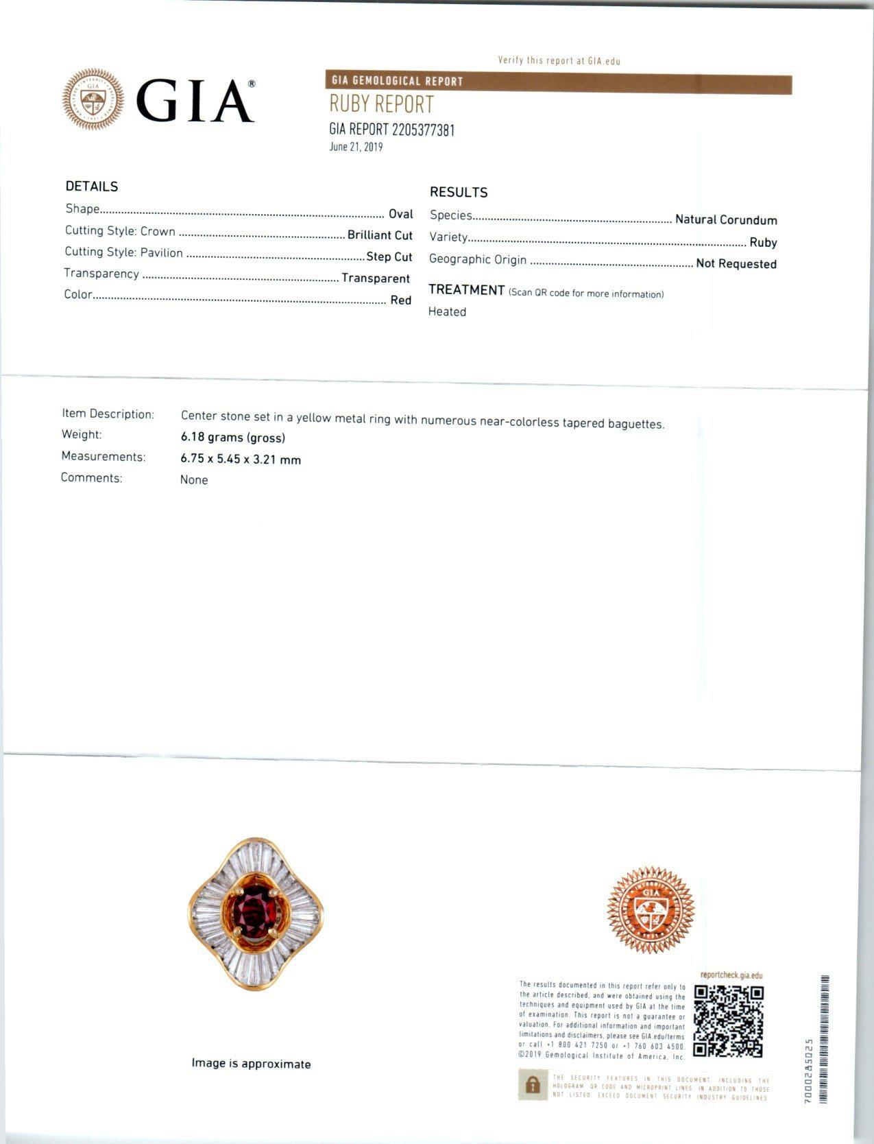 GIA-zertifizierter .92 Karat Rubin-Diamant-Weißgold-Ballerina-Cocktailring im Angebot 2