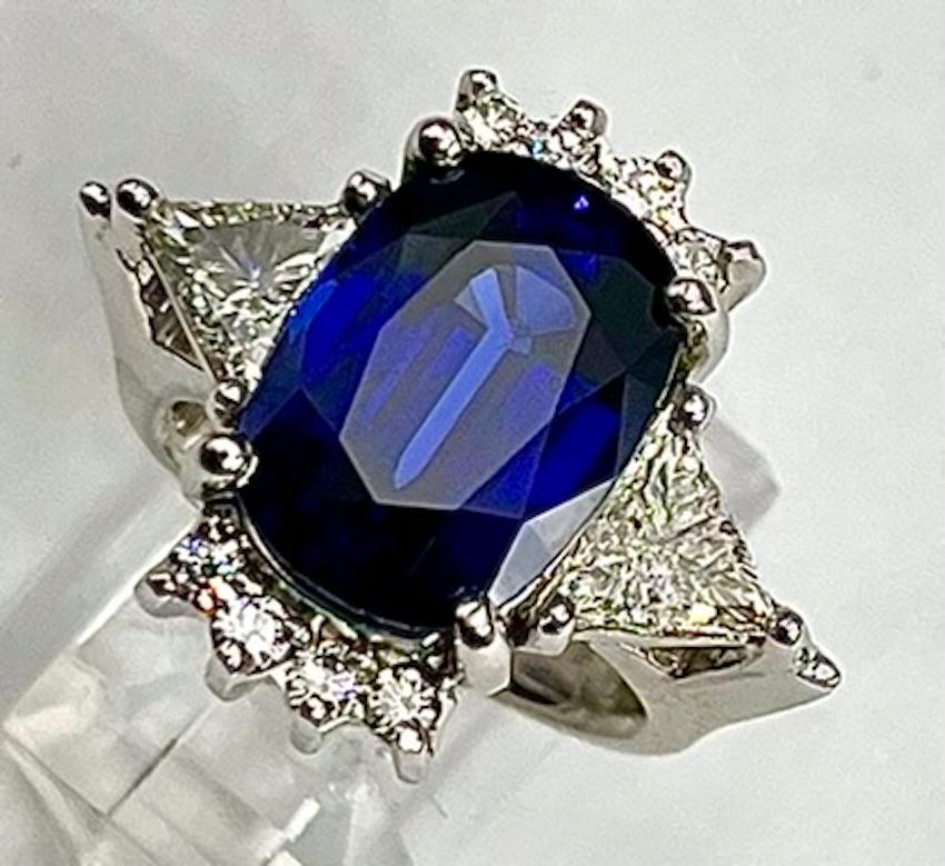 This absolutely stunning ring features a gorgeous, rare 9.28Ct Ceylon Sapphire graded by GIA as being Deep Blue in color. Very few Blue Sapphires, especially of this size, have this deep, rich, royal blue color. Some of the most beautiful and