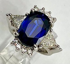 GIA Certified 9.28Ct Cushion Cut Deep Blue Natural Sapphire Ring