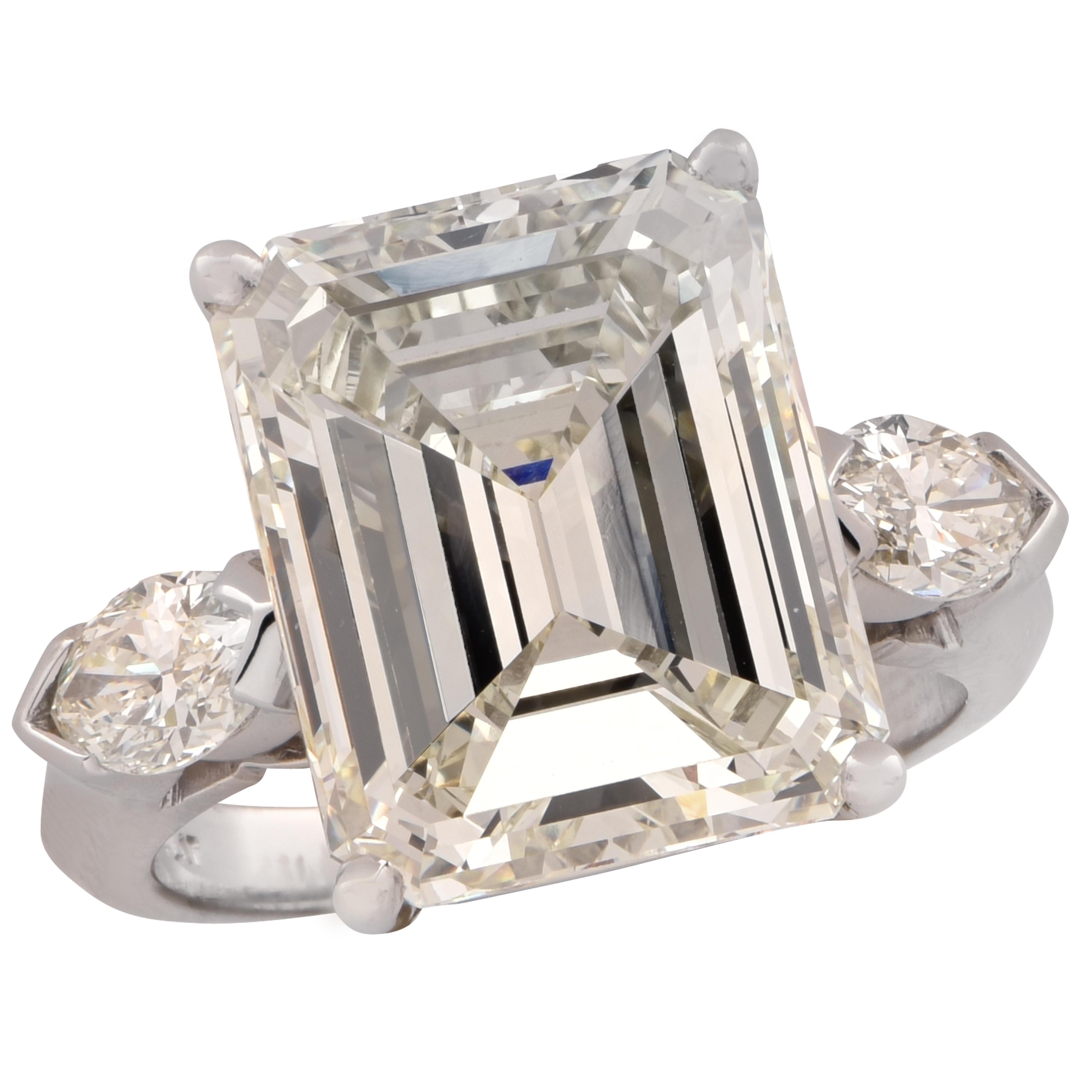  Vivid Diamonds GIA Certified 9.29 Carat Emerald Cut Engagement Ring