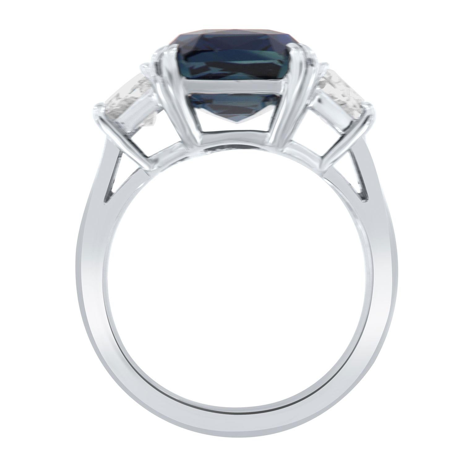GIA-zertifizierter 9,29 Karat seltener PLT-Ring, blauer Saphir & Diamant, Stufenschliff, keine Hitze  im Zustand „Neu“ im Angebot in San Francisco, CA