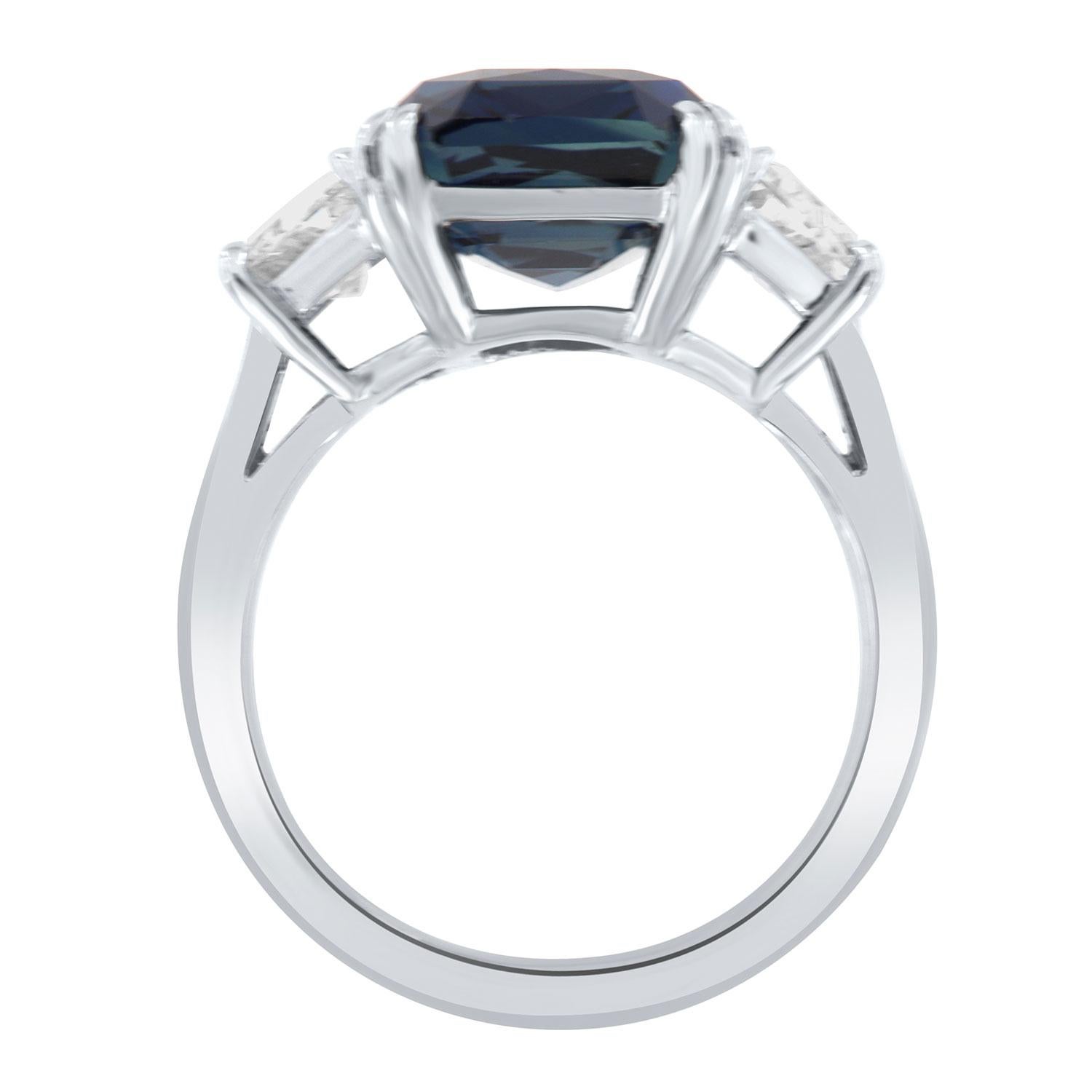 Bague PLT avec saphir bleu et diamants de 9,29 carats, certifiés GIA, taille rare et non chauffée  Neuf - En vente à San Francisco, CA