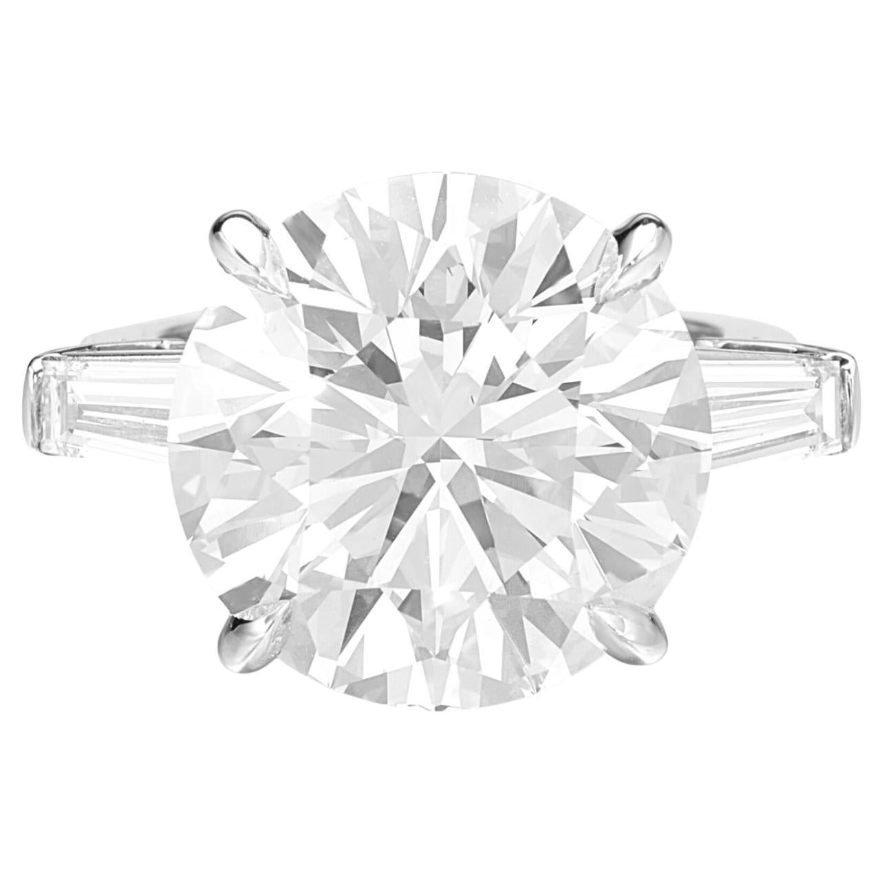 GIA Certified 9.32 Carat Round Brilliant Cut Diamond Platinum Ring FLAWLESS