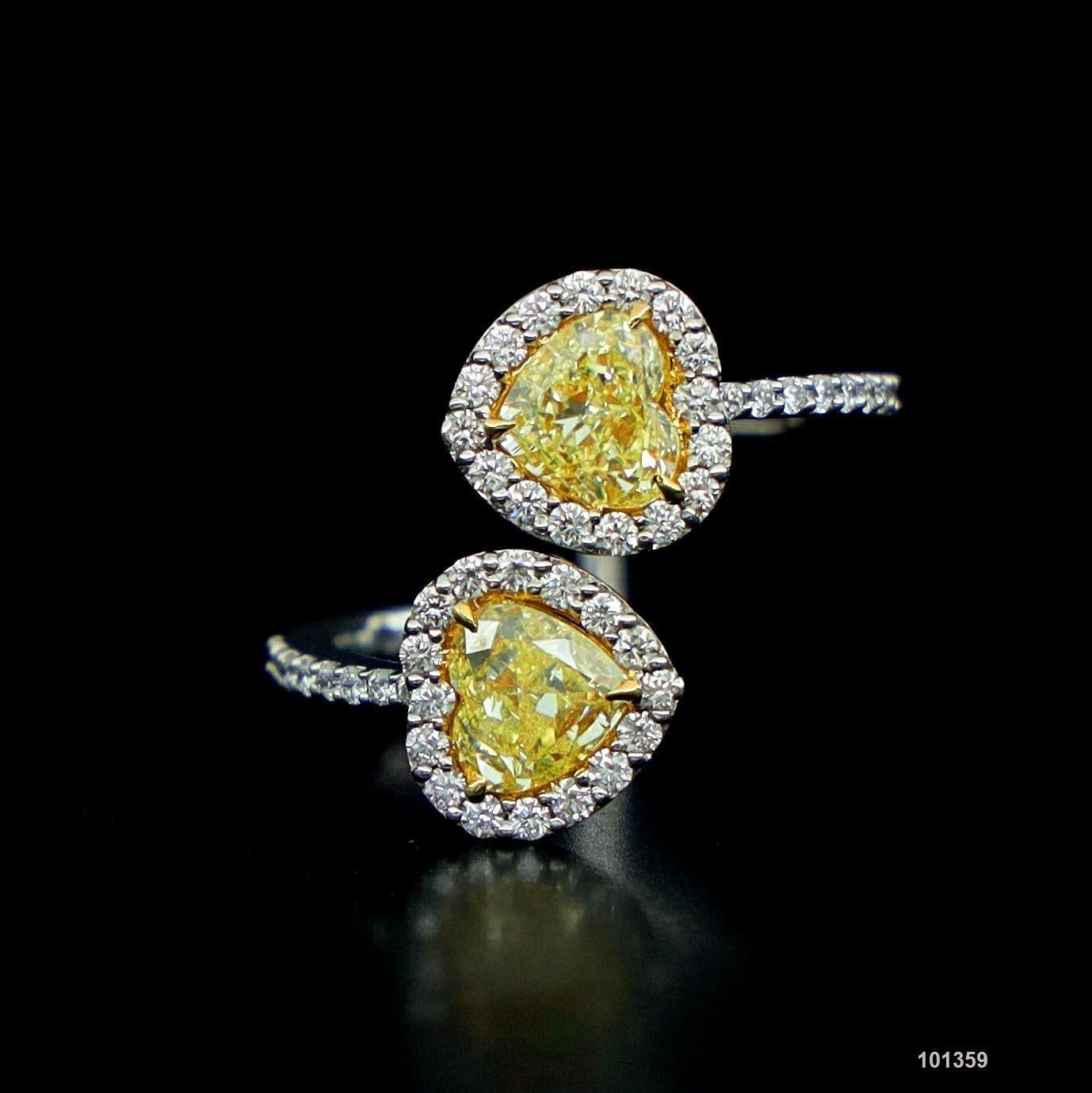 Boucles d'oreilles certifiées GIA en diamant blanc jaune de 9,347 carats 58 diamants en vente 8
