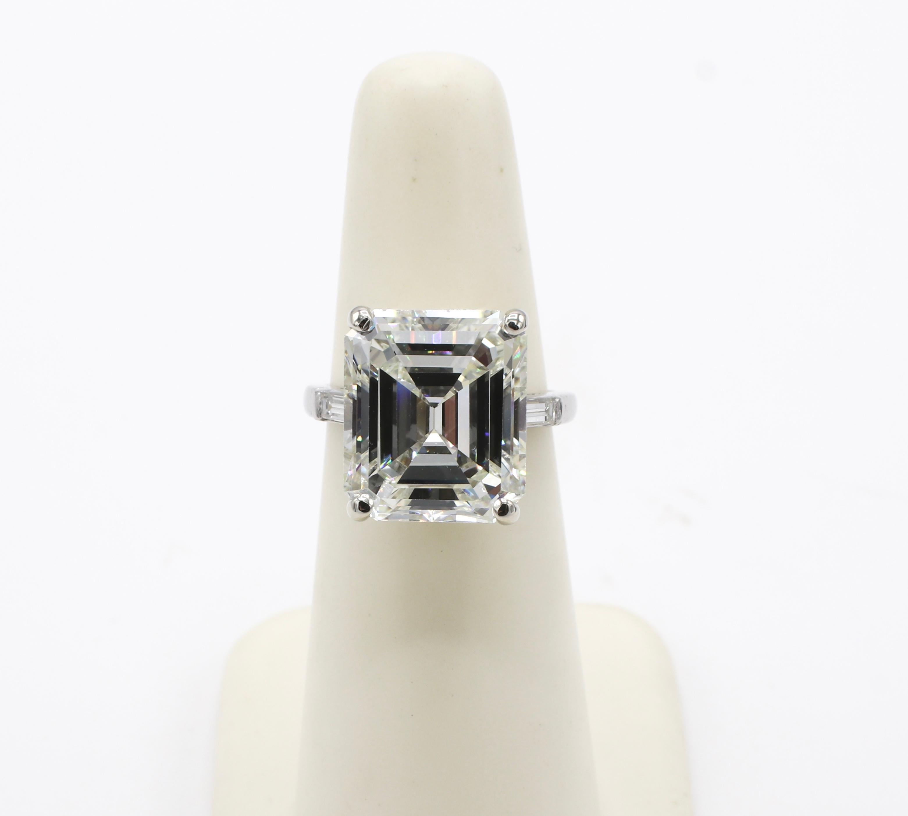GIA Certified 9.35 Carat Emerald Cut Platinum Diamond Engagement Ring 1