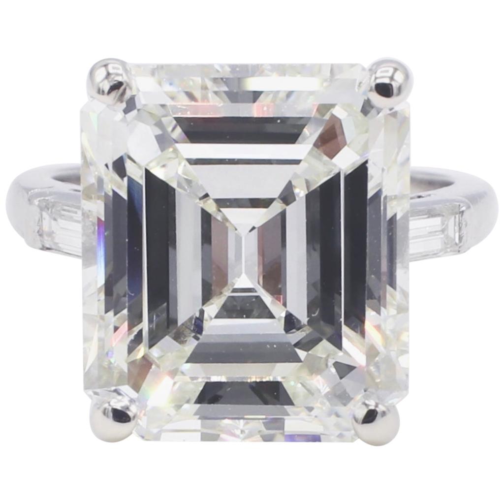 GIA Certified 9.35 Carat Emerald Cut Platinum Diamond Engagement Ring