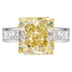 GIA Certified 9.36 Carats Radiant Cut Fancy Yellow Diamond Ring