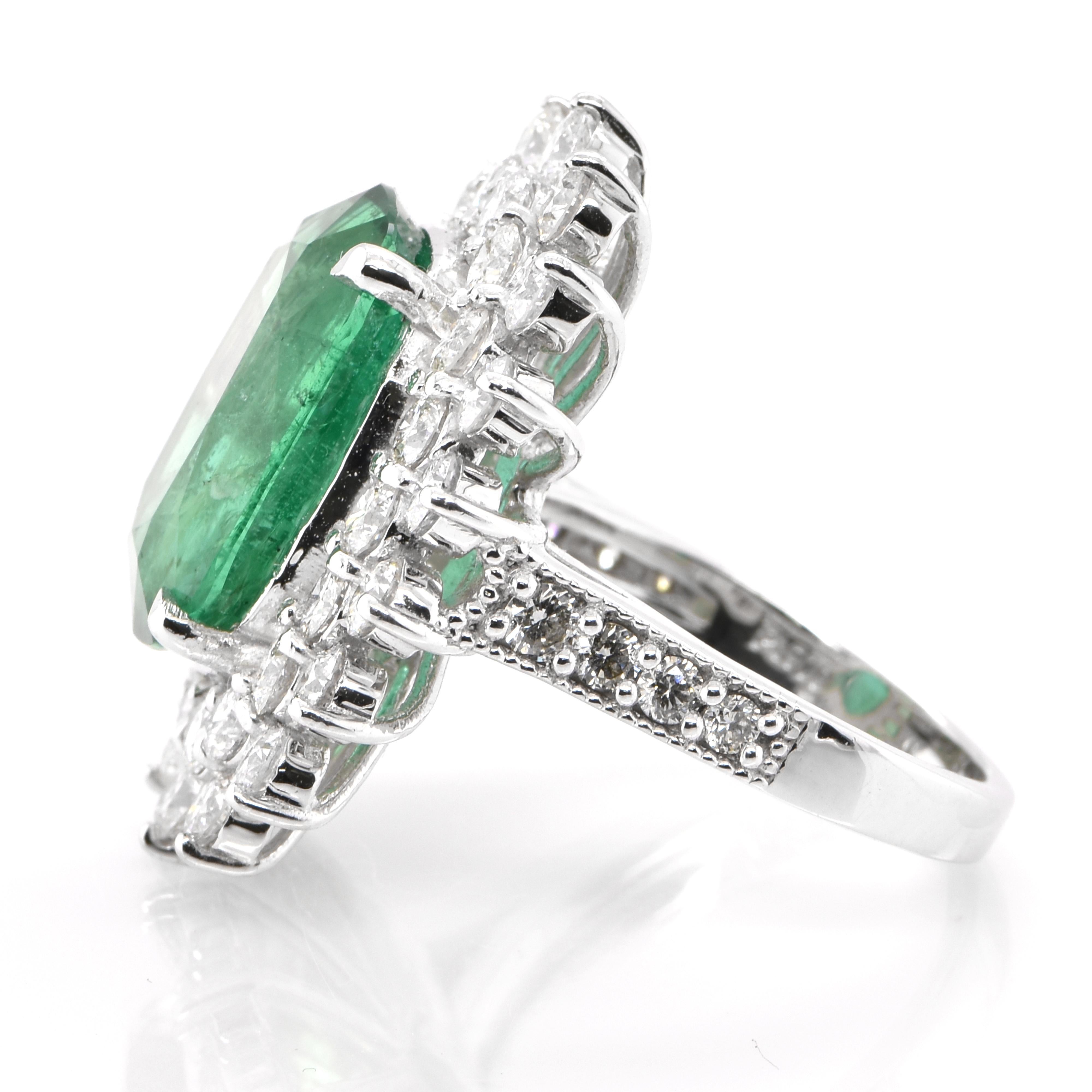 Oval Cut GIA Certified 9.37 Carat Natural Zambian Emerald and Diamond Double Halo Ring For Sale