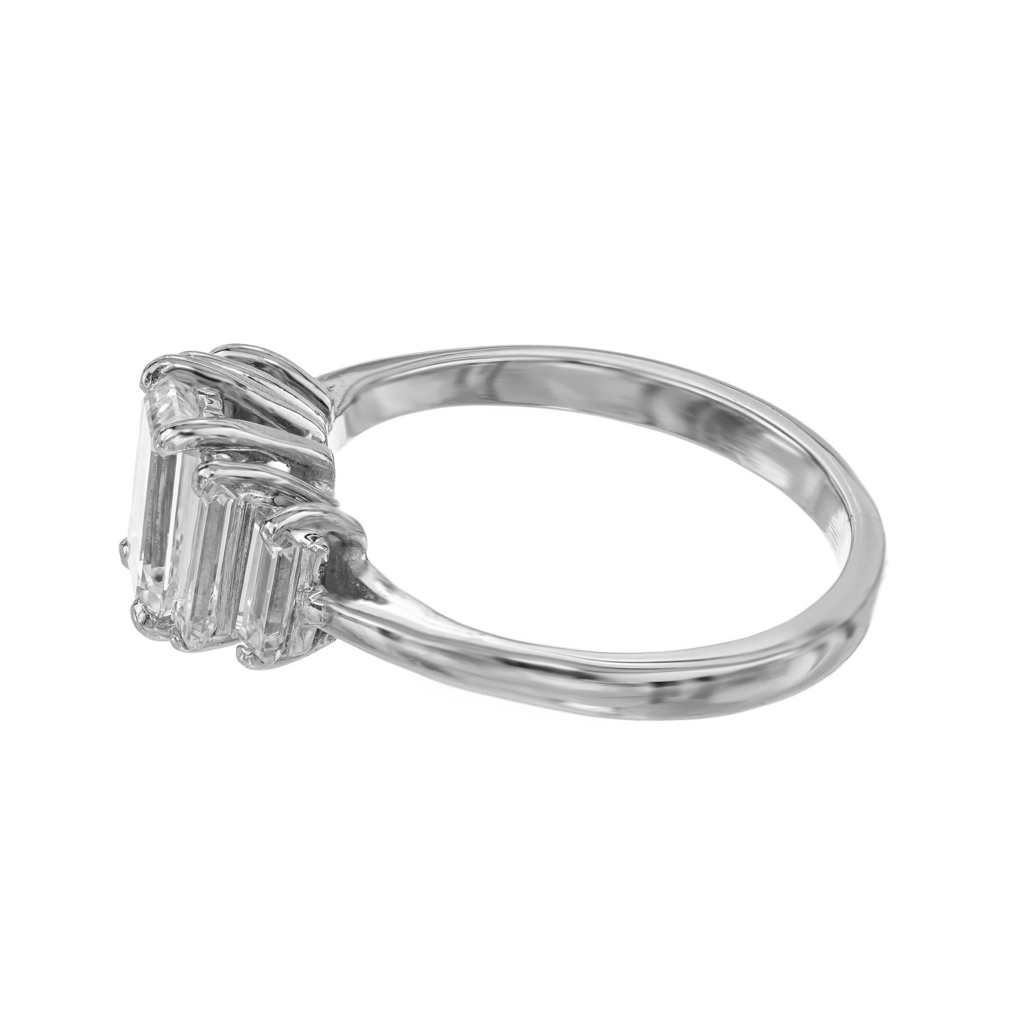 GIA Certified .94 Carat Emerald Cut Diamond Platinum Engagement Ring In Excellent Condition For Sale In Stamford, CT