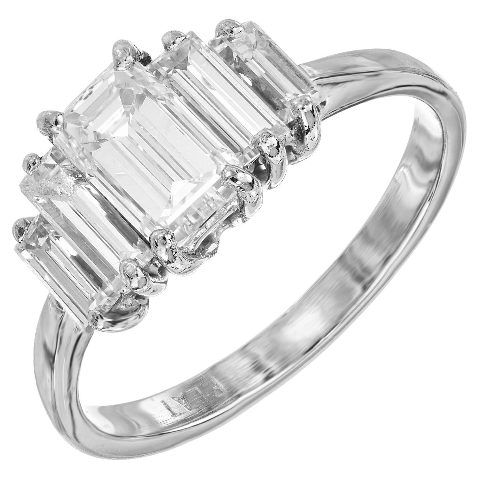 GIA Certified .94 Carat Emerald Cut Diamond Platinum Engagement Ring