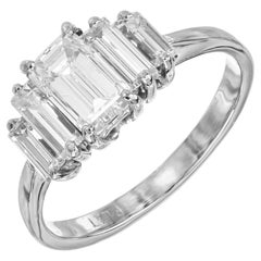 Platin-Verlobungsring, GIA-zertifizierter .94 Karat Diamant im Smaragdschliff
