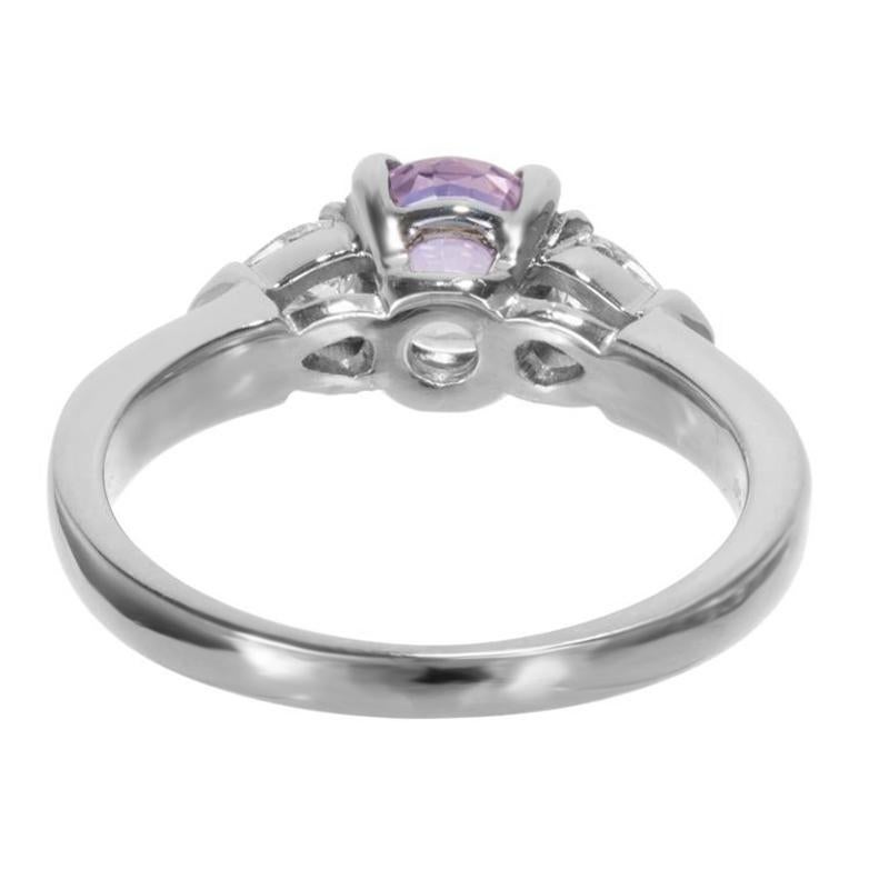 Women's GIA Certified .94 Carat Pink Sapphire Diamond Platinum Engagement Ring For Sale