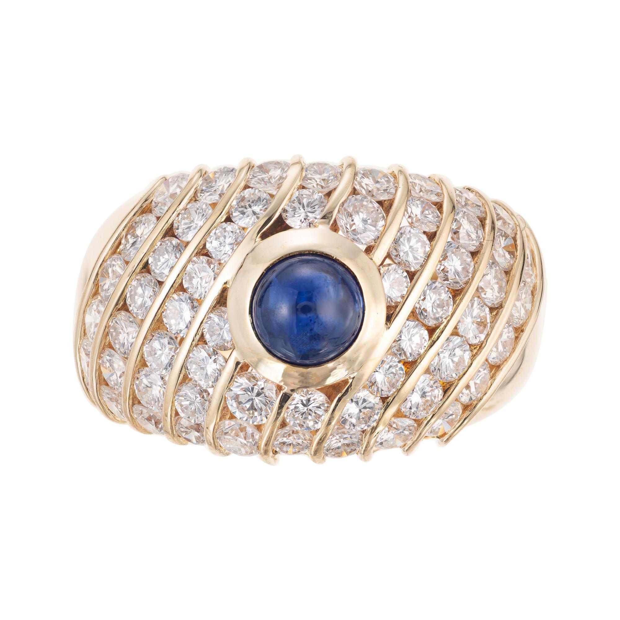 GIA Certified .94 Carat Sapphire Diamond Gold Dome Cocktail Ring For Sale