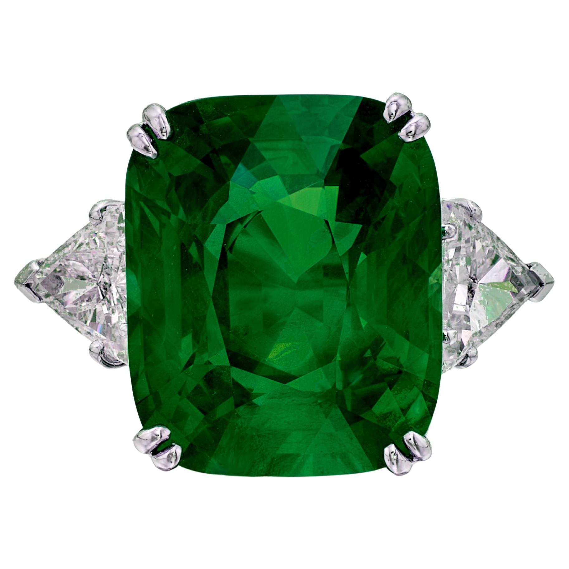 GIA-zertifizierter 9,40 Karat brasilianischer grüner Smaragd-Diamantring