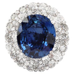 GIA Certified 9.43 Carat Sapphire and Diamond Convertible Ring and Pendant