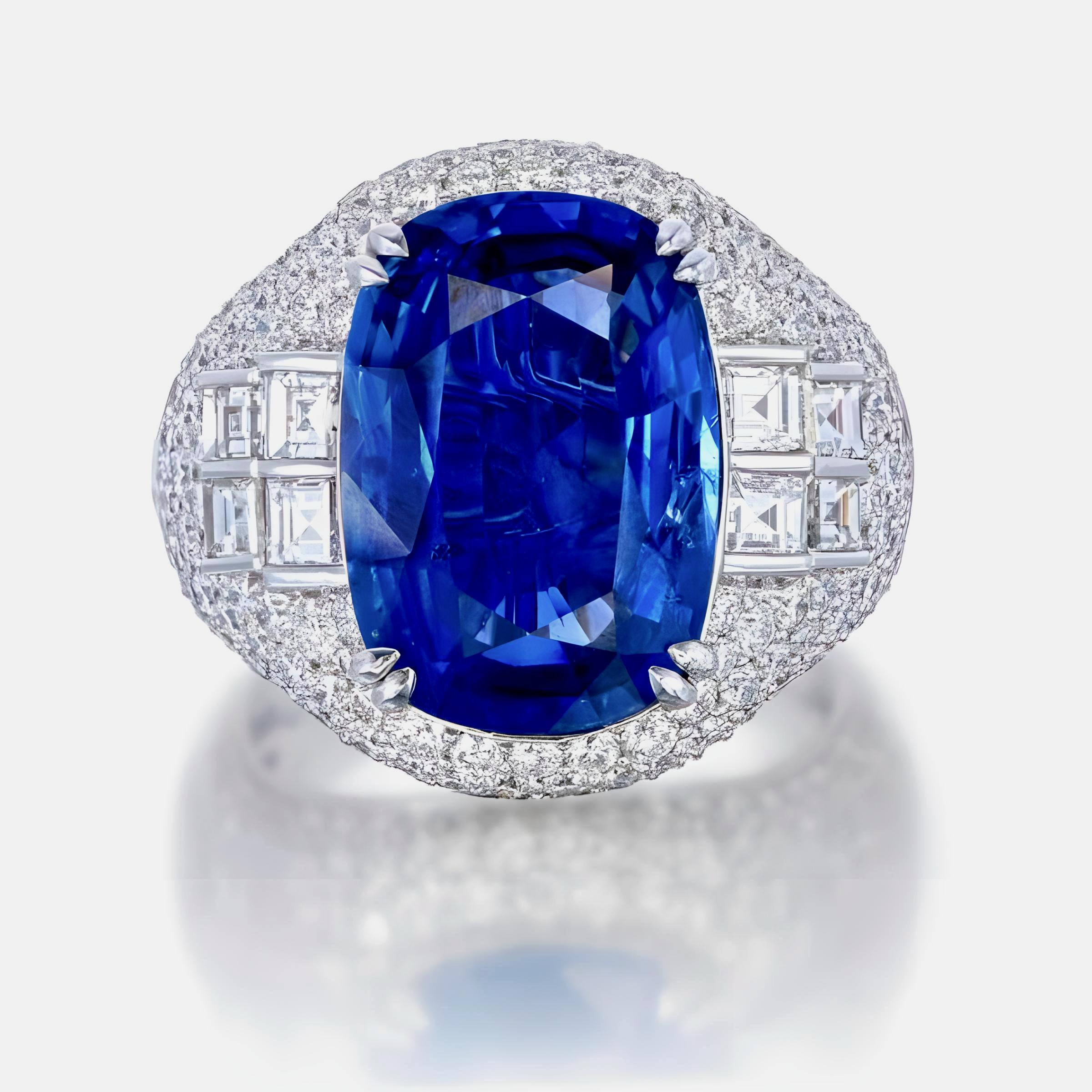 GIA Certified 9.49 Ct Sri Lanka Heated Cushion Cut Blue Sapphire Ring in 18K W/G In New Condition For Sale In Bangkok, TH