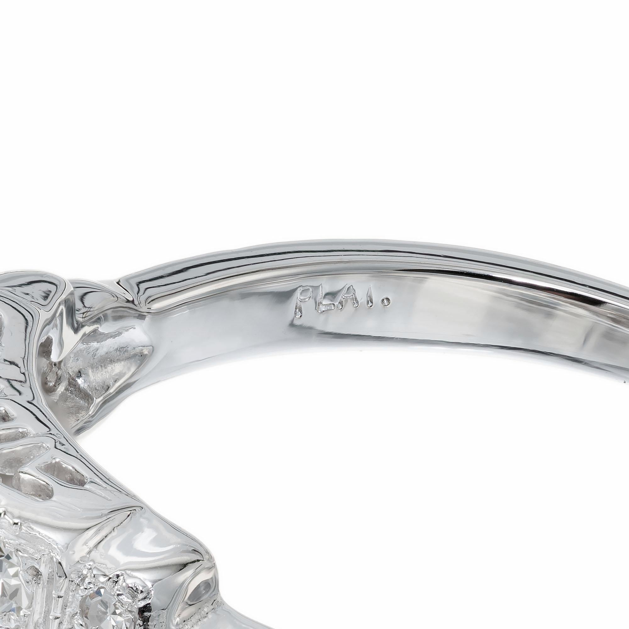 GIA Certified .95 Carat Alexandrite Diamond Platinum Art Deco Engagement Ring 1