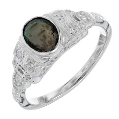 GIA Certified .95 Carat Alexandrite Diamond Platinum Art Deco Engagement Ring
