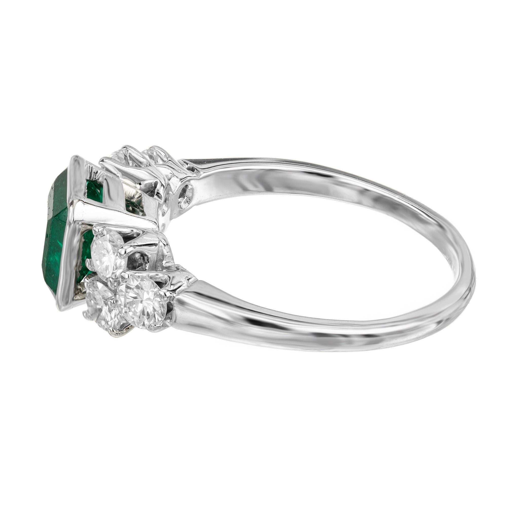 Women's GIA Certified .95 Carat Emerald Diamond White Gold Engagement Ring For Sale
