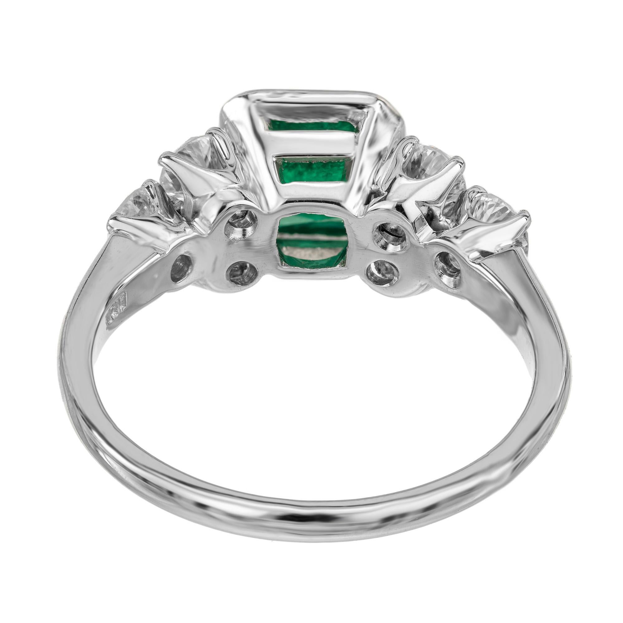 GIA Certified .95 Carat Emerald Diamond White Gold Engagement Ring For Sale 1