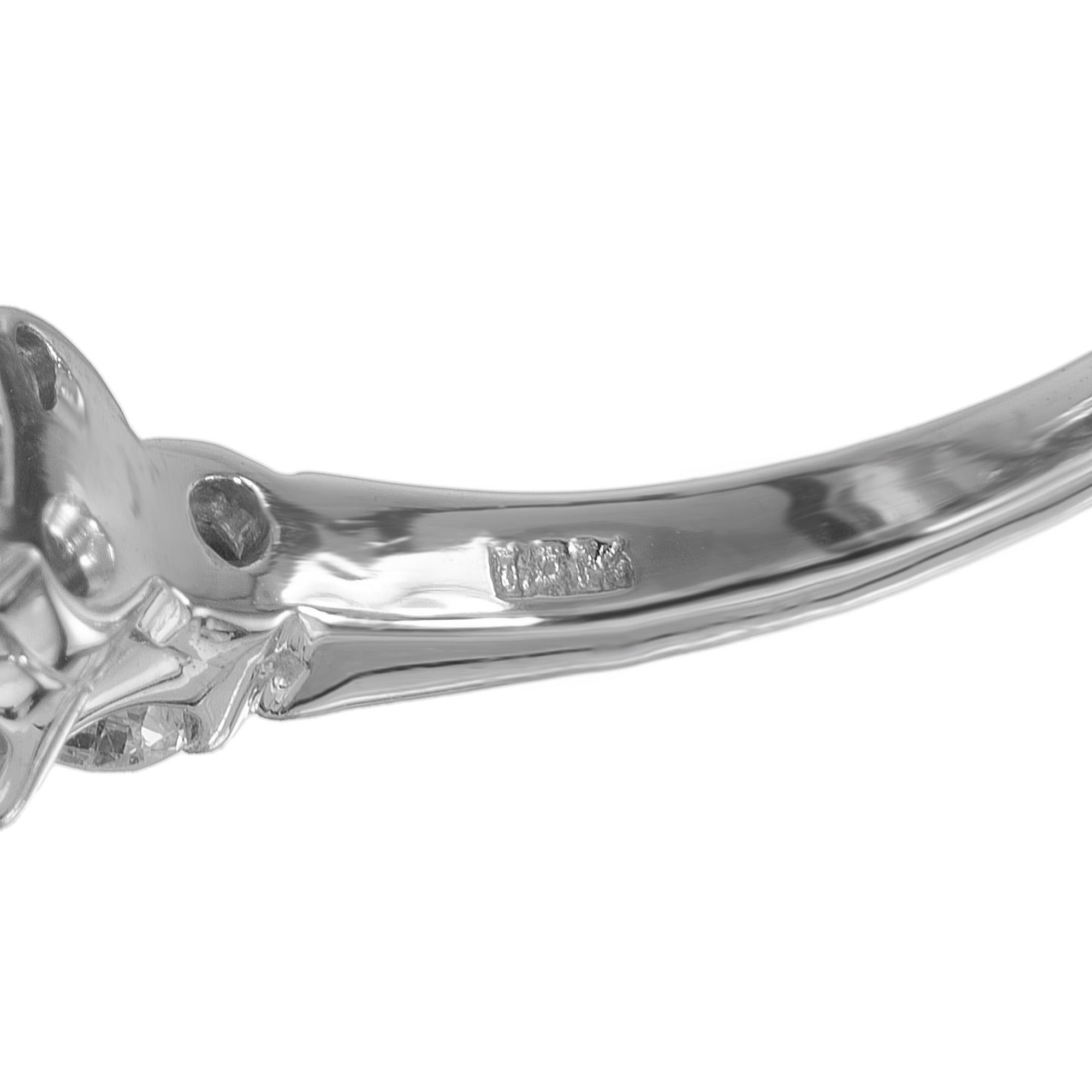 GIA Certified .95 Carat Emerald Diamond White Gold Engagement Ring For Sale 2