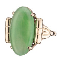 GIA Certified 9.5 Carat Oval Cabochon Jade Rose Gold Cocktail Ring