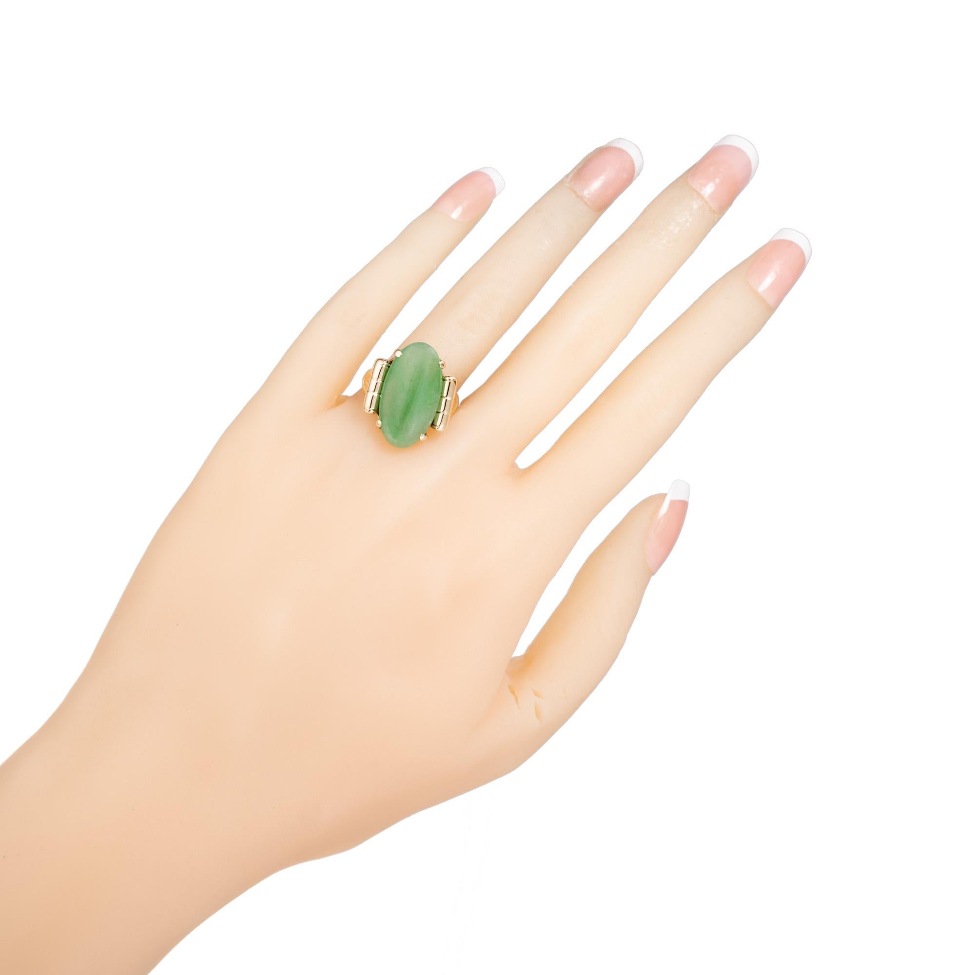 GIA Certified 9.5 Carat Oval Cabochon Jade Rose Gold Cocktail Ring  For Sale 3