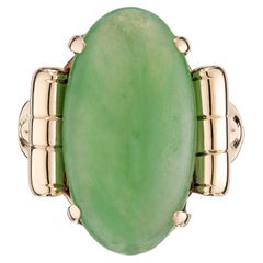 GIA Certified 9.5 Carat Oval Cabochon Jade Rose Gold Cocktail Ring 