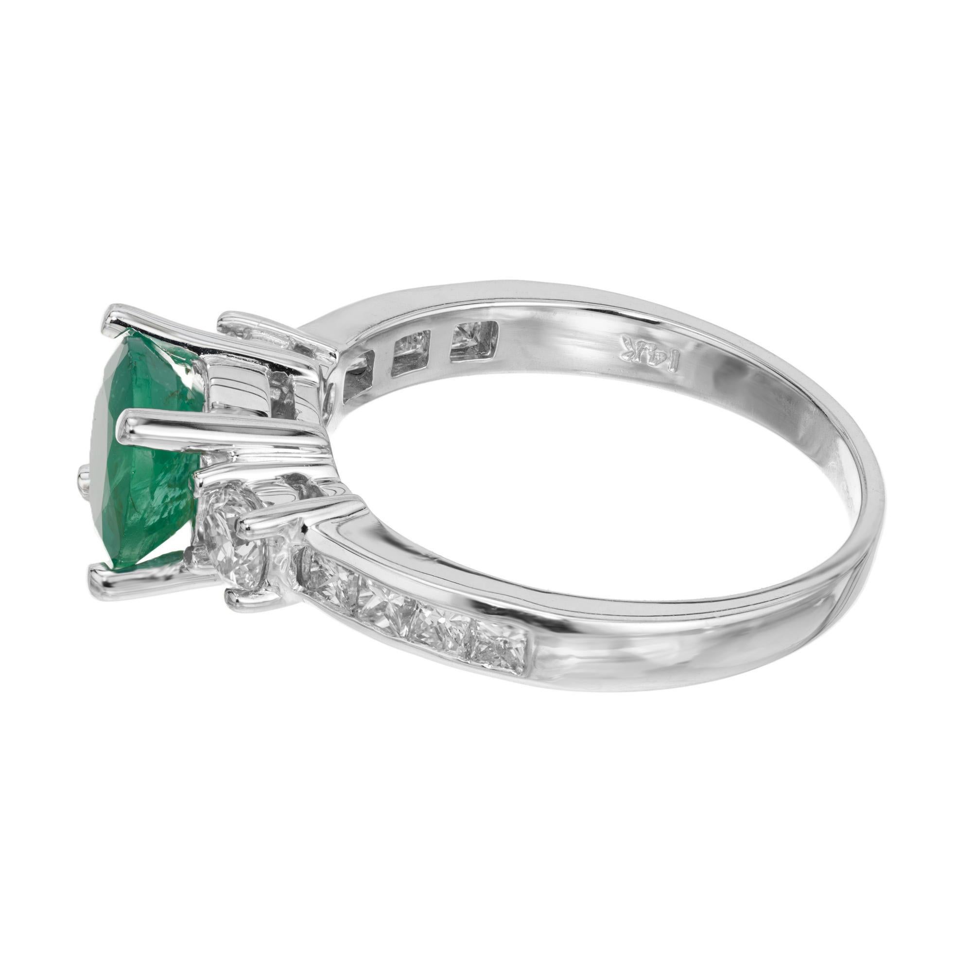 Women's GIA Certified .95 Carat Round Emerald Diamond White Gold Engagement Ring For Sale
