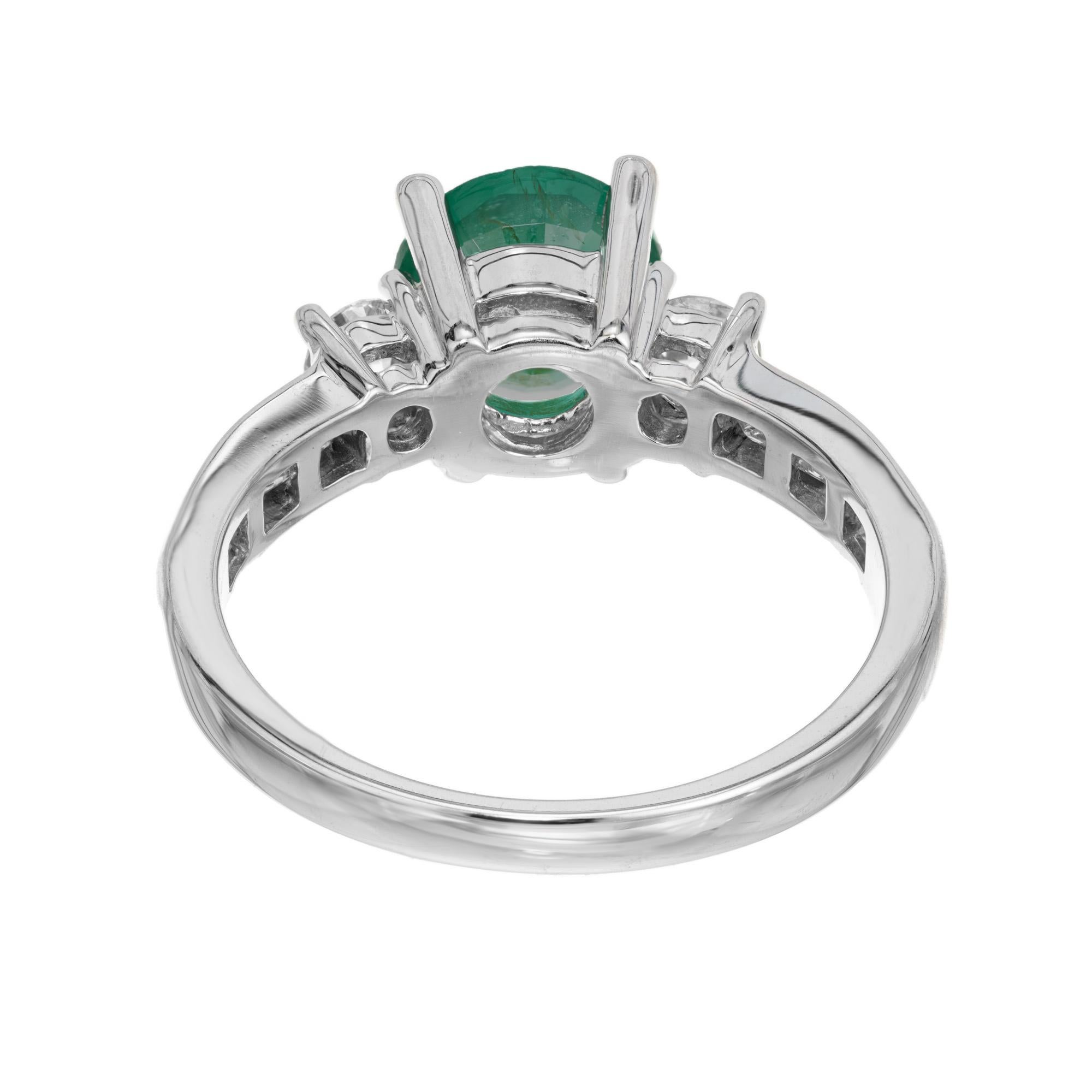 GIA Certified .95 Carat Round Emerald Diamond White Gold Engagement Ring For Sale 1