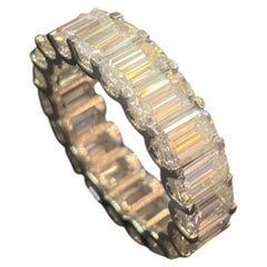 GIA Certified 9.50 Cts F/VS1 Emerald Diamonds Unisex Eternity Band Ring 14K Gold