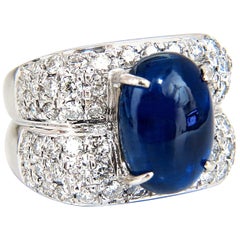 GIA Certified 9.52ct Natural Kyanite Cats Eye diamonds ring vivid blue 14kt